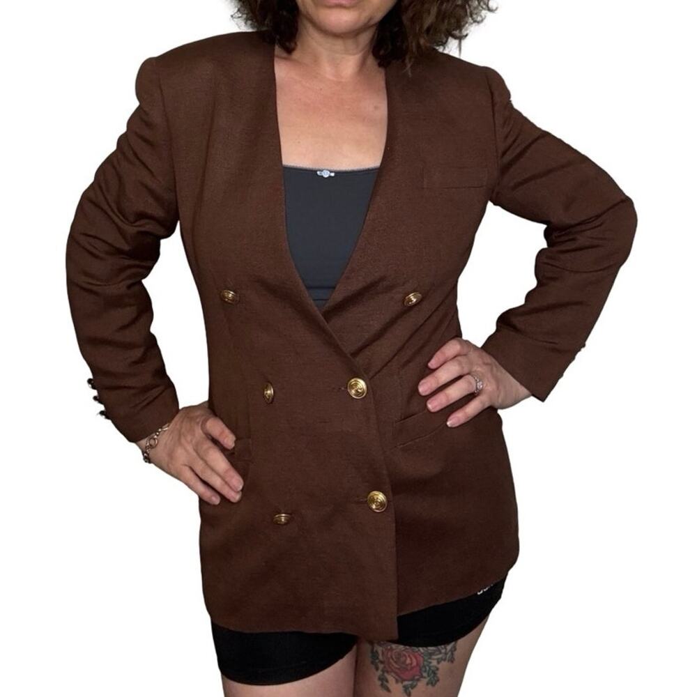 Vintage Giorgio Sant' Angelo Chocolate Brown, Double-Breasted Jacket. - Picture 10 of 10
